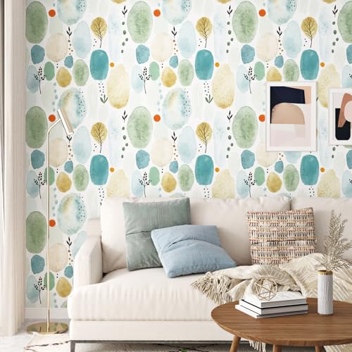 Wallderful Blue Abstract Peel and Stick Wallpaper Geometric Contact Paper Boho Wallpaper Bathroom Peel and Stick Wall Paper Self Adhesive Removable Counter Top Covers Cabinets Table Shelf Liner Vinyl - Image 3