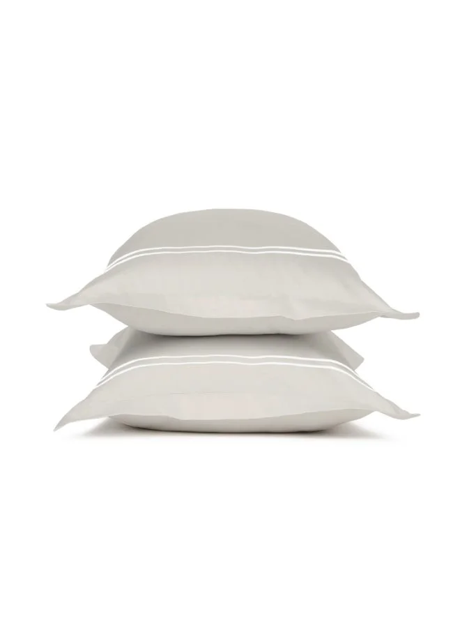 مالبيري ليفينج أغطية وسائد قطنية %   بلون رمادي فضي، عبوة من قطعتين  ×  سم