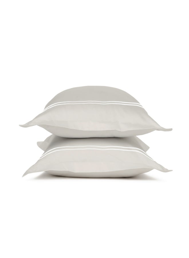 MULBERRY LIVING أغطية وسائد قطنية %   بلون رمادي فضي، عبوة من قطعتين  ×  سم - Image 2