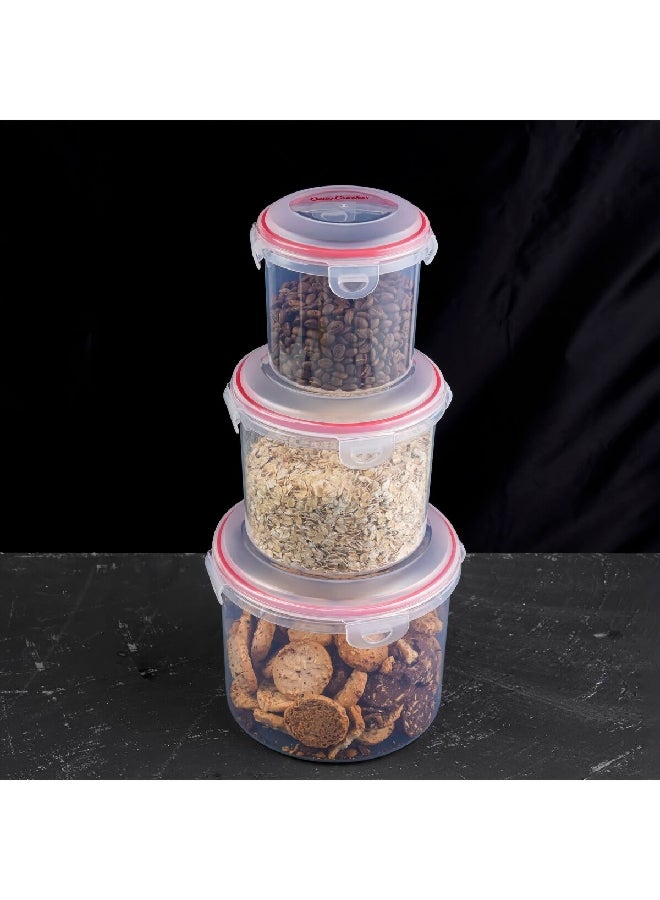 بيتي كروكر BC5022 طقم حاويات تخزين طعام أسطوانية من البولي بروبيلين 3 قطع شفاف وأحمر 19 × 15.5 × 9 سم - Image 4