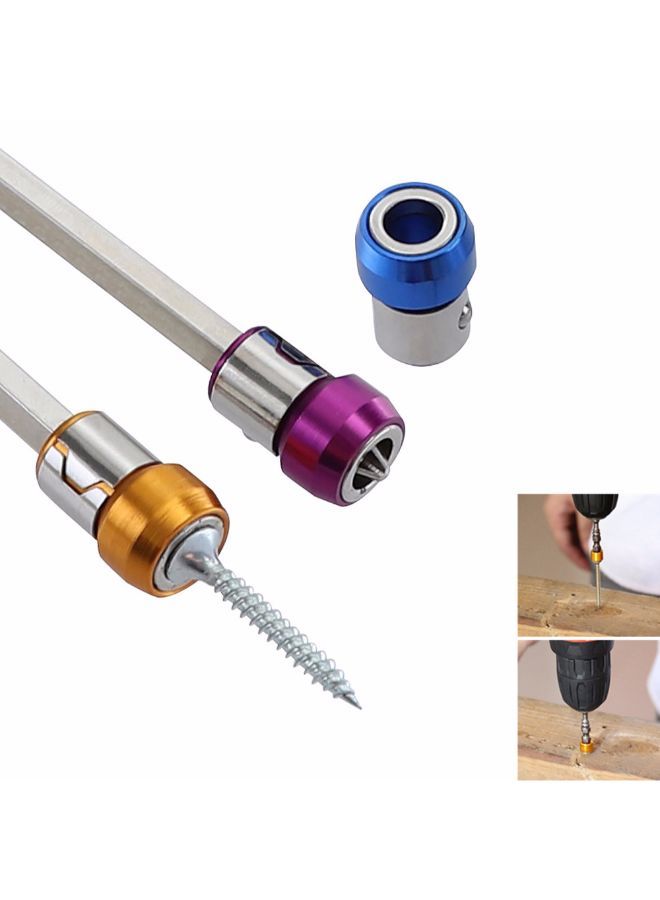 NIBEMINENT Screwdriver Bit Magnetic Ring Screw Catcher Holder For 1/4 Inch Hex Shank Double End Yellow/Silver  - Image 4