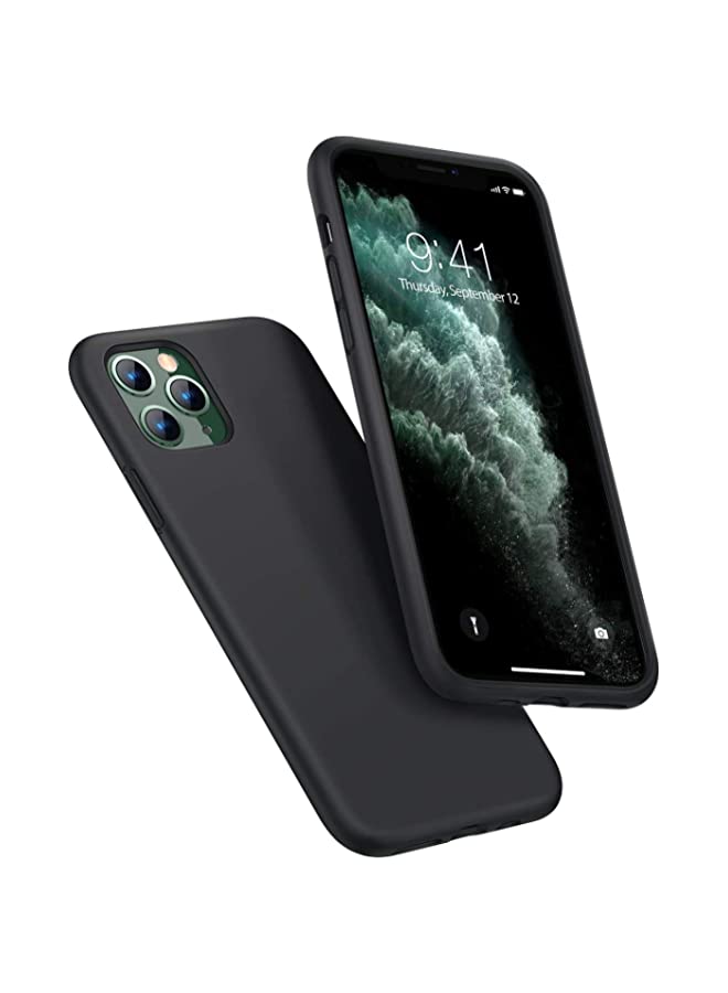 IAF Silicone Protective Case For Iphone 11 Pro Max - Soft Liquid Silicone Gel Slim Rubber Cover Shockproof Bumper Anti-Scratch Anti-Fingerprint Iphone 11 Pro Max, Black 