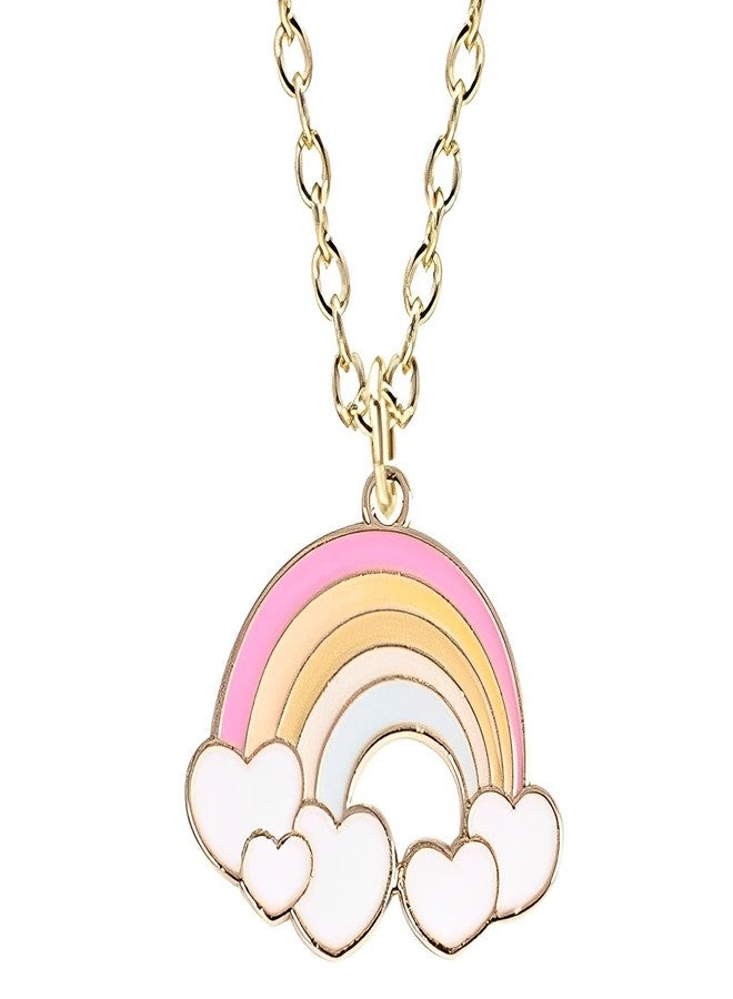Pinapes “Kids Pastel Rainbow Pendant Necklace with Heart Clouds on Gold‑Tone Chain” - Image 1