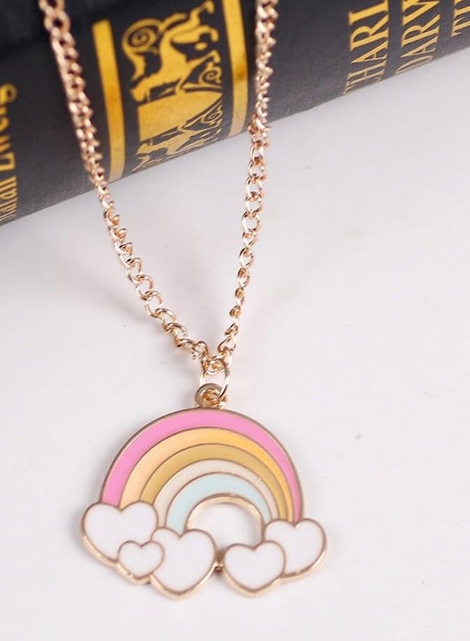 Pinapes “Kids Pastel Rainbow Pendant Necklace with Heart Clouds on Gold‑Tone Chain” - Image 5