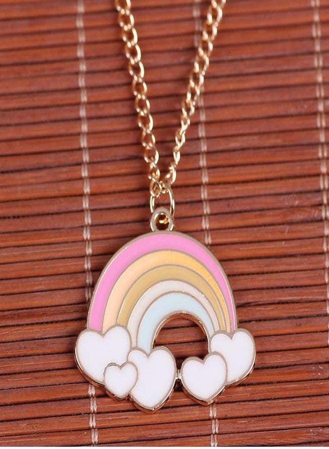 Pinapes “Kids Pastel Rainbow Pendant Necklace with Heart Clouds on Gold‑Tone Chain” - Image 4