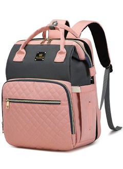 Majestic 136 Baby Bed Maternity Diaper Waterproof Multifunctional large capacity backpack bag with USB Charging output - Grey/Pink  - Image 1