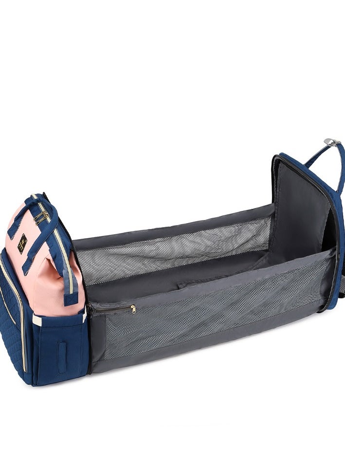 Majestic - 136 Baby Bed Maternity Diaper Waterproof Multifunctional large capacity backpack bag with USB Charging output - Grey/Pink - Image 1