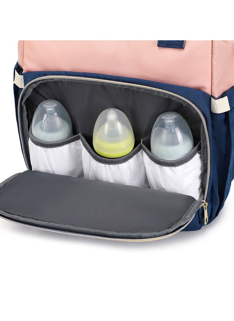 Majestic - 136 Baby Bed Maternity Diaper Waterproof Multifunctional large capacity backpack bag with USB Charging output - Grey/Pink - Image 1