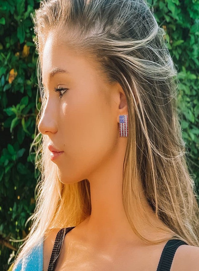 Madison Tyler Americana Collection Pave Curved | USA Flag Post Stud Earrings for Women | Fashion Red Blue White Patriotic USA Cute Pave Rhinestone Earrings | American Independence Day Gifts - Image 4