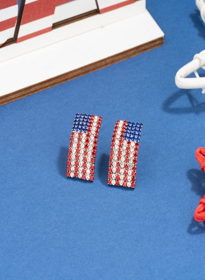 Madison Tyler Americana Collection Pave Curved | USA Flag Post Stud Earrings for Women | Fashion Red Blue White Patriotic USA Cute Pave Rhinestone Earrings | American Independence Day Gifts - Image 5