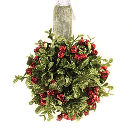 Ganz 5 Inch Mistletoe Kissing Ball Ornament,Red,5" Dia. - Image 1