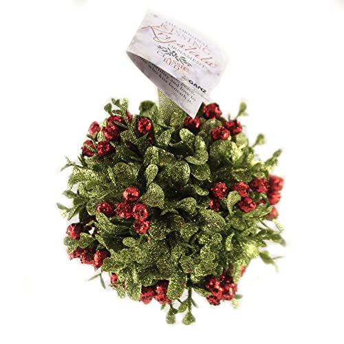 Ganz 5 Inch Mistletoe Kissing Ball Ornament,Red,5" Dia. - Image 2