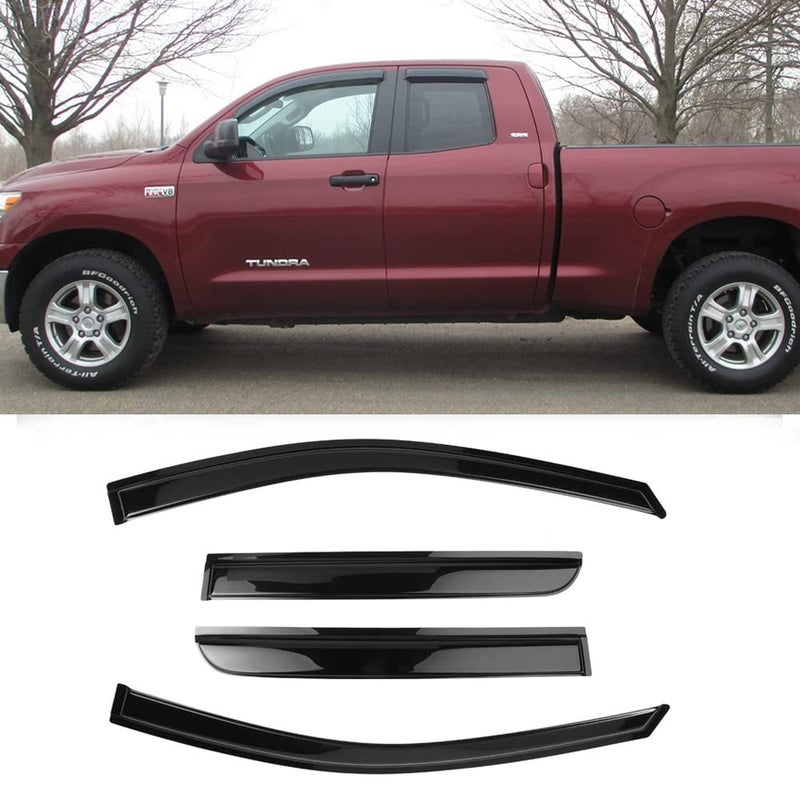 Deebior 94761 Side Window Visor Wind Deflector4pcs Outside Mount TapeOn Nice Sun Rain Guards Set fit for 20072021 Toyota Tundra Double Crew Cab With 2 34 Size Rear Doors