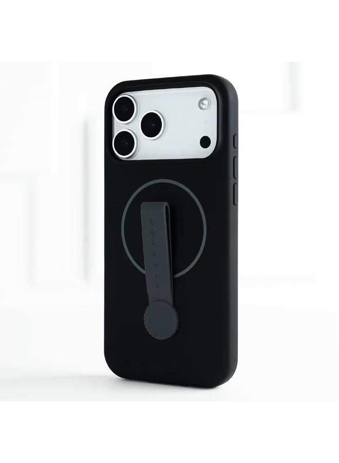 Kannzz Trending Silicone Phone Case with Wristband Strap – Soft Protective Cover for iPhone 17 Series - Black - Image 1