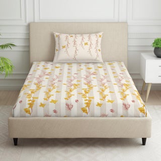 SPACES 100 Cotton Single Bedsheet with 2 Pillow Covers Size 60 x 88 inch 144 TC Bed Sheet for Single Bed Breathable Pure Cotton Small Size Bedsheet PHULERI Floral Cream - pzsku/Z99AFCA3C3FD96C65FC91Z/45/1748244551/4bb99834-7d47-44da-9f03-431bde41440c
