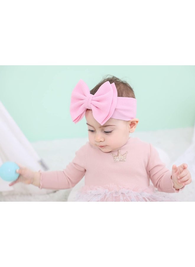 Cinaci Cinaci 12 Pack Stretchy Elastic Wide Nylon Headbands with Solid Knot Big Large Hair Bow Headwraps Hair Accessories for Baby Girls Infants Toddlers Kids  - Image 3