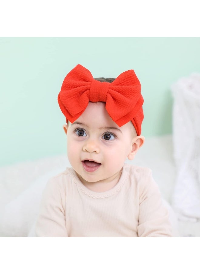Cinaci Cinaci 12 Pack Stretchy Elastic Wide Nylon Headbands with Solid Knot Big Large Hair Bow Headwraps Hair Accessories for Baby Girls Infants Toddlers Kids  - Image 5
