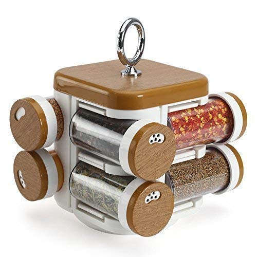 Luximal� Wooden Style Plastic Revolving Multipurpose Home Kitchen Organiser House Holding Accessories Items Masala Box Organizer Spice Jars for Storage Stand Boxes Racks Containers 800 ml - Image 2