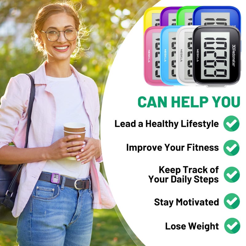 NESKLA 3D Pedometer for Walking, Simple Step Counter with Large Digital Display, Step Tracker with Removable Clip Lanyard, Accurately Track Steps for Men Women Kids Adults Seniors - Image 4