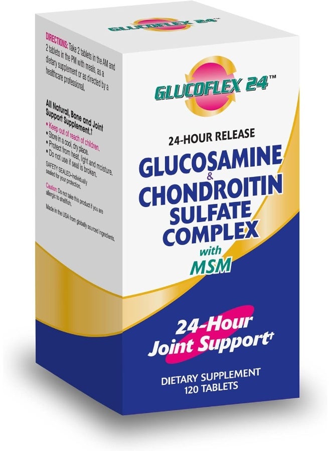 GLUCOFLEX Glucosamine & Chondroitin Sulfate With Msm, 24 Hour Joint Support, Healthy Bones, Supports Healthy Mobility, 30 Servings, 120 Count - Image 1