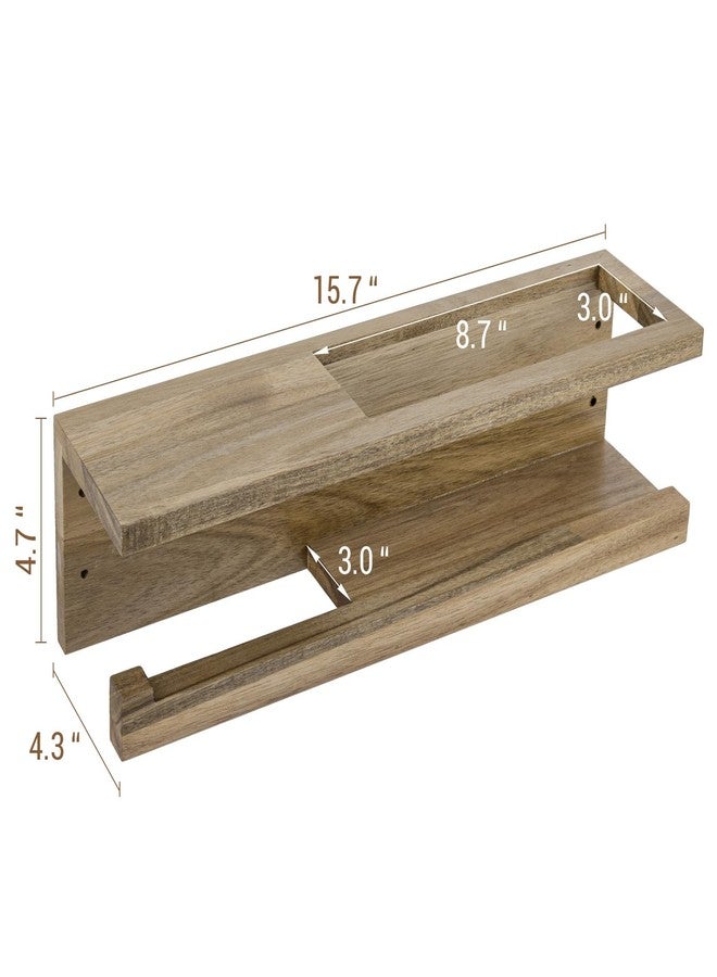ماي جيفت حامل ورق تواليت فاخر من خشب الأكاسيا يُثبت على الحائط من ماي جيفت مع رف للمجلات - منظم حمام أنيق، متين وعملي - Image 5