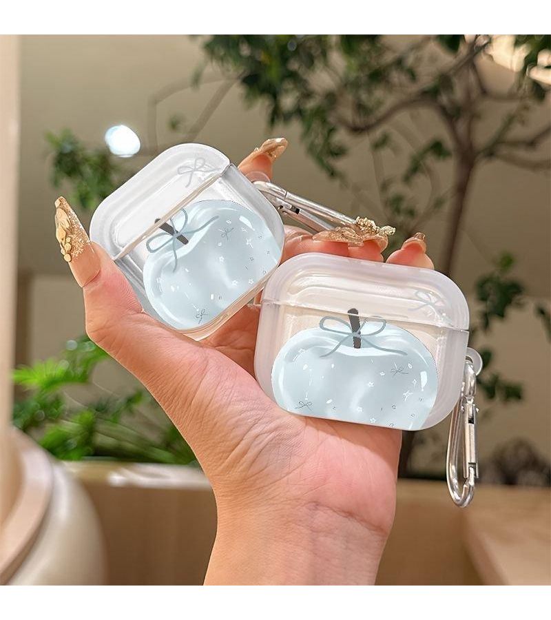 غطاء شفاف متوافق مع AirPods 3 بتصميم قوس ونجمة أزرق فاتح مزود بحلقة تسلق - Image 2