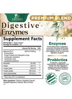 Nature's Nutrition Digestive Enzymes with Probiotics - Probiotic Multi Enzymes with Probiotics and Prebiotics for Digestive Health and Bloating Relief for Women and Men, Daily Enzymes for Gut & Digestion - 120 Capsules  - Image 2