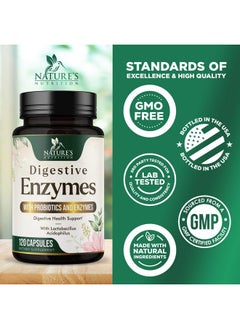 Nature's Nutrition Digestive Enzymes with Probiotics - Probiotic Multi Enzymes with Probiotics and Prebiotics for Digestive Health and Bloating Relief for Women and Men, Daily Enzymes for Gut & Digestion - 120 Capsules  - Image 4
