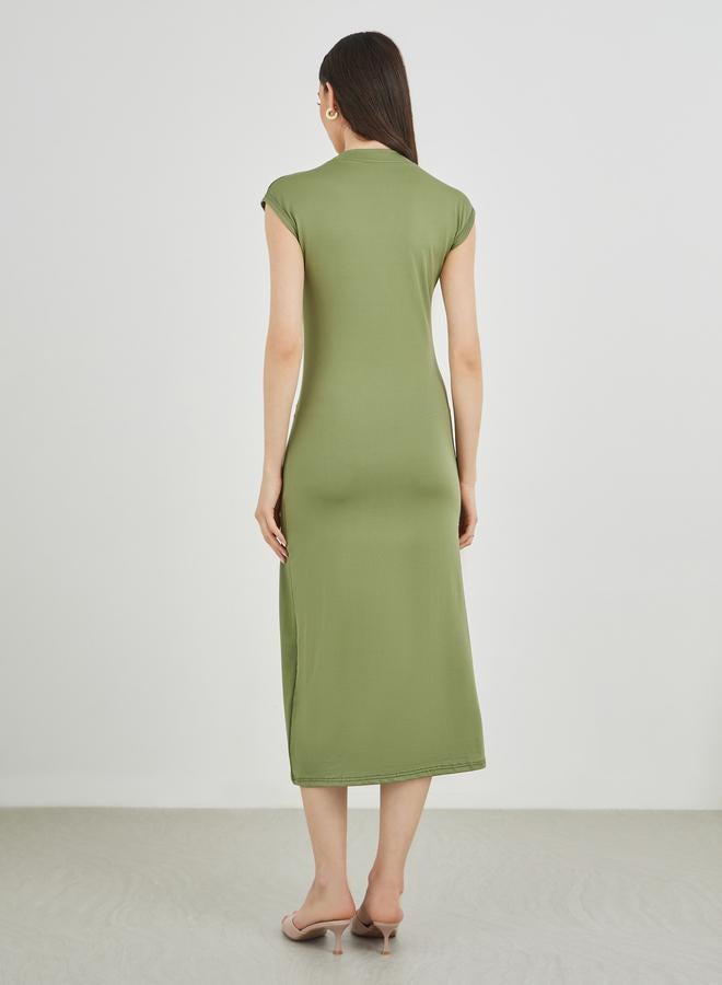 Take Two Solid Sleeveless Round Neck Midi Dress - Image 5