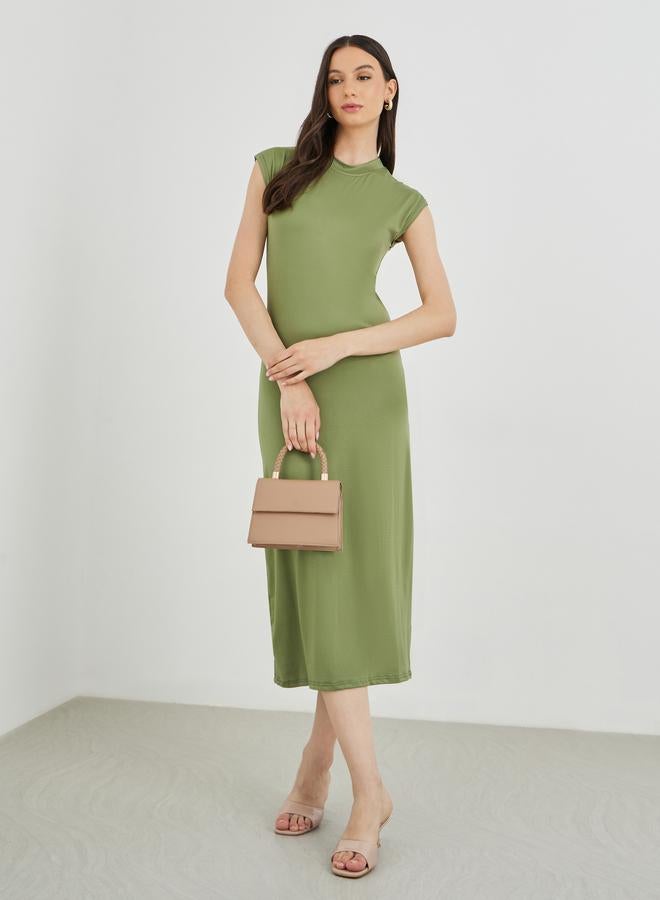 Take Two Solid Sleeveless Round Neck Midi Dress - Image 2
