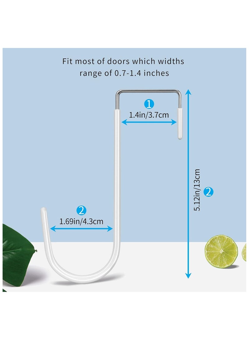 Sunspire Over the Door Hooks, Set of 8 Hooks with Rubber Scratch Resistant Heavy Duty Storage Hooks for Hanging Clothes, Towels, Hats, Coats and Bags in Living Room, Bathroom, Bedroom, Kitchen (White) - Image 2
