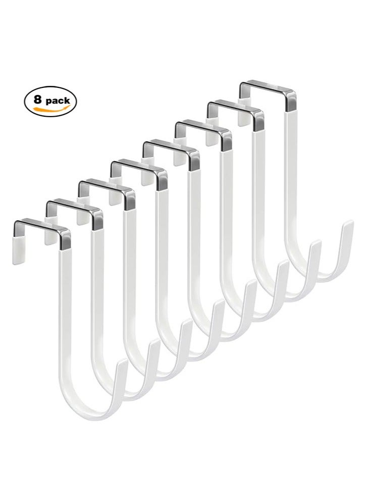 Sunspire Over the Door Hooks, Set of 8 Hooks with Rubber Scratch Resistant Heavy Duty Storage Hooks for Hanging Clothes, Towels, Hats, Coats and Bags in Living Room, Bathroom, Bedroom, Kitchen (White) - Image 1
