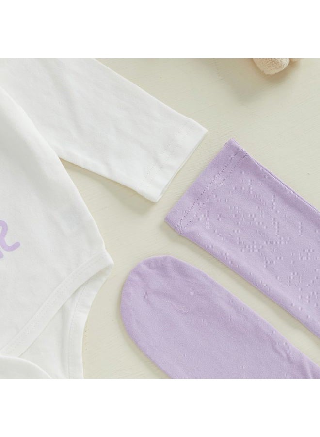 mlpeerw Baby Girl Easter Outfit My First Easter Romper Bunny Ruffle Skirt Dress Headband Set Newborn Cute Spring Clothes, My 1st Easter-ivory, 0-3 Months - Image 4