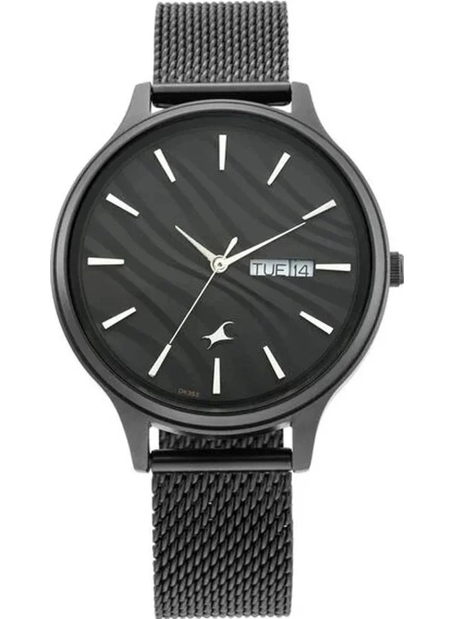 TITAN Women's Analog with Day & Date Display Watch With Black Stainless Steel Strap - 6207NM01