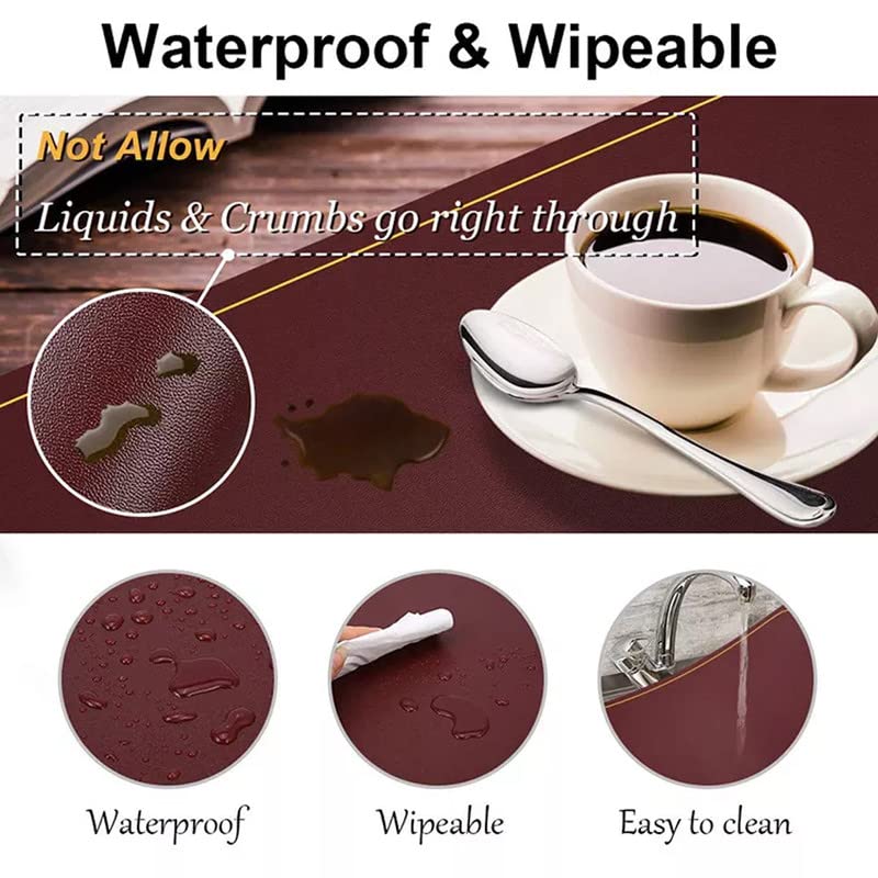 Palshiv Leather Placemats Set of 5 Waterproof Wipeable Washable Indoor Placemats for Dining Table Home Kitchen Dinner Elegant Rectangle Placemats Easy Clean Table Mats Size 45x30 cm - Image 5
