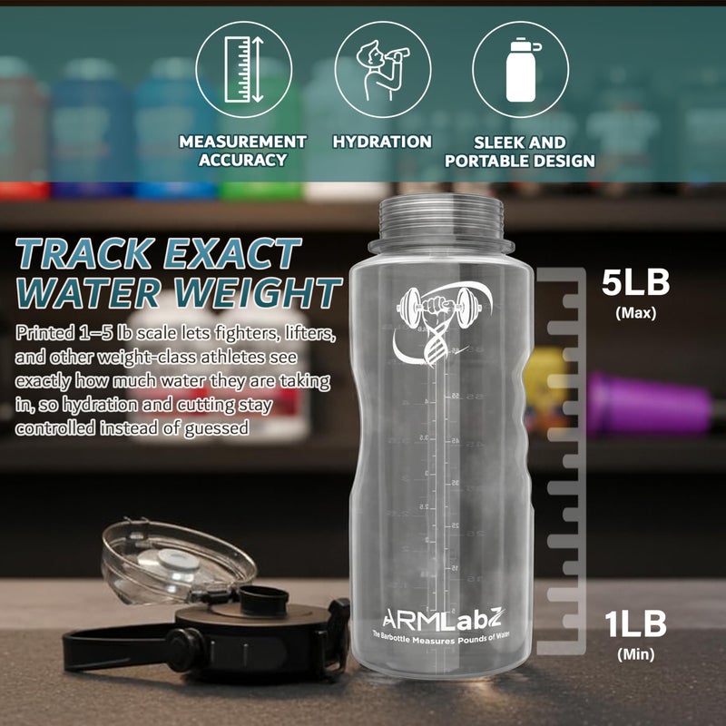 Arm Labz Barbottle, Gym Water Bottle with Measurement Scale, 1-5 lb Water Weight Capacity, Wide Mouth Flip Top Lid with Carry Loop, Forearm Roller 2.0 Compatible - Image 5