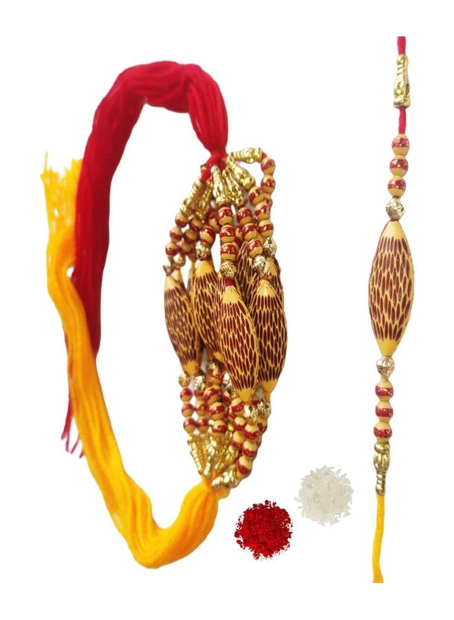 SAMARIYA Ganesh Thread Rakhi مرصع راخي تقليدي راخي لبهايا بهاي راخي حصري للأخ الأكبر الأصغر مع رولي شوال حزمة من 12 - Image 1