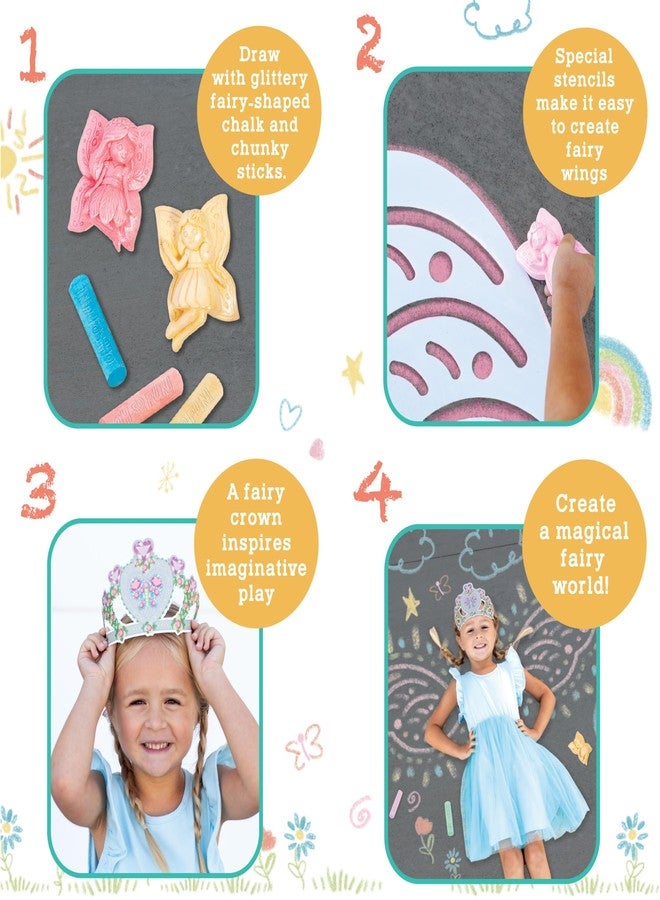 MindWare Oh So Fun! Fairy Sidewalk Chalk Set - Great Chalk For Toddlers Including Chalk Holders & Fairy Wing Stencils For Kids Ages 3+ - Image 2