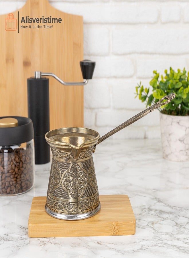 Alisveristime Authentic Turkish Coffee Pot, Handmade Cezve/Ibrik, 3.57-Inch Width, 3.57-Inch Height - 16.90 Ounce Enhance Your Coffee Experience Now! (5 Cup) (Antique Green) - Image 3