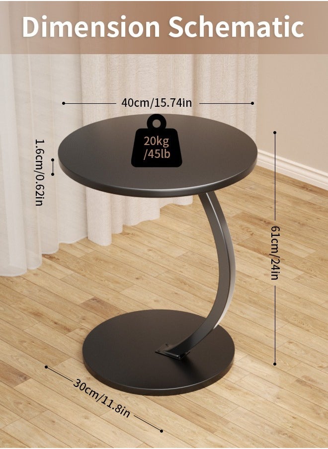Metal Frame C Shape Coffee Table Side Table End Table for Sofa Bedside Living Room Bedroom Small Spaces