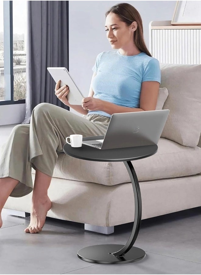 Metal Frame C Shape Coffee Table Side Table End Table for Sofa Bedside Living Room Bedroom Small Spaces