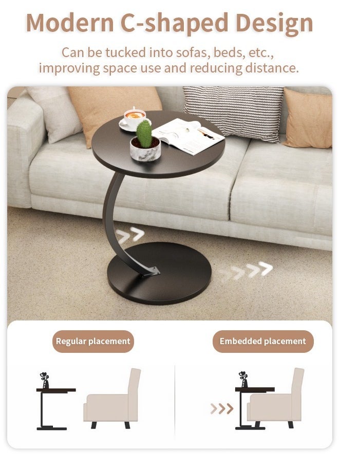 Metal Frame C Shape Coffee Table Side Table End Table for Sofa Bedside Living Room Bedroom Small Spaces