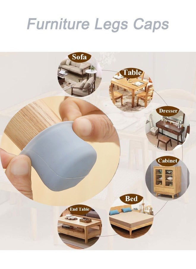 Generic - Furniture Legs Caps Chair Leg Protectors Cover 8 Pcs Lot Table Chair Leg Mat Silicone Non-Slip Table Chair Leg Caps Foot Protection Bottom Cover Pads Wood Furniture Cups Grey - Image 1