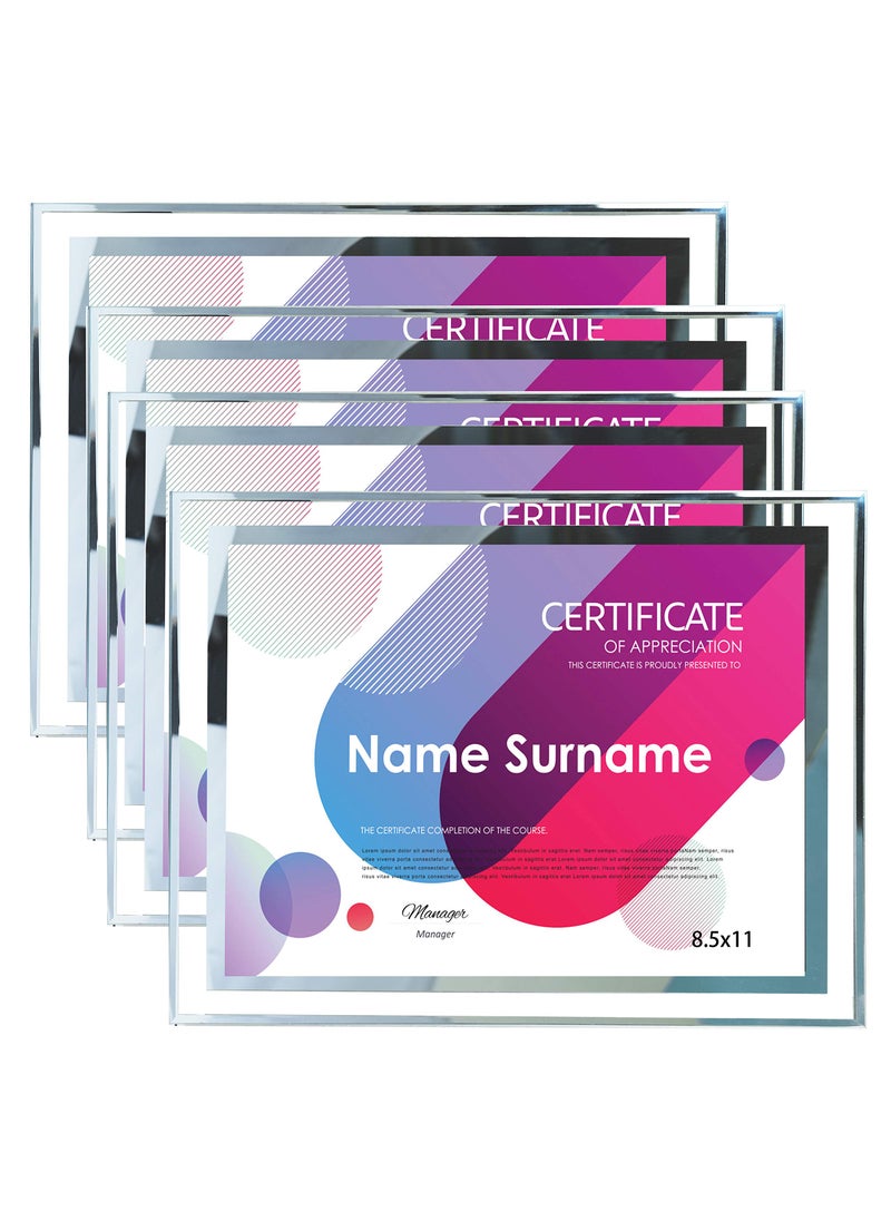 SIMON'S SHOP SIMONS SHOP 4 Pack Picture Frames 85 x 11 Frames for Certificates and Awards 8 12 x 11 Wall and Tabletop Frame Set Clear with Silver Trim 