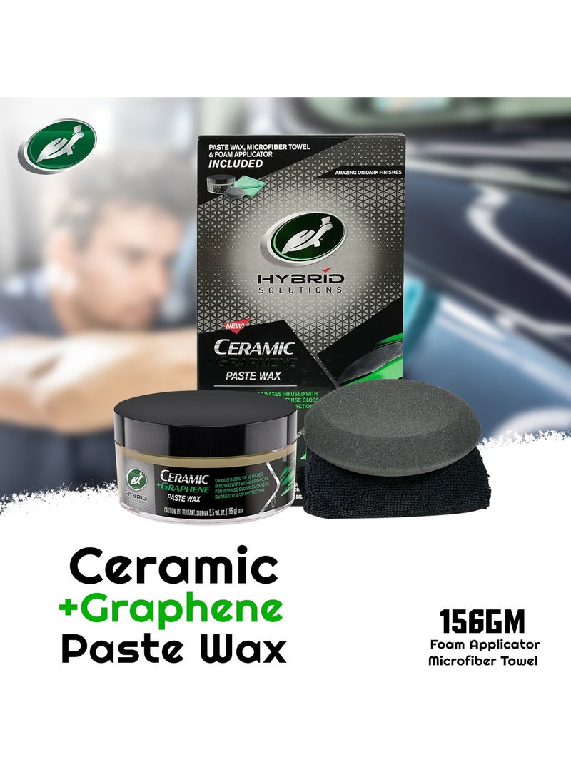 TURTLE Hybrid Solutions Ceramic Plus Graphene Paste Wax Kit by Turtle Wax – 156gm with Foam Applicator and Towel  - Image 1
