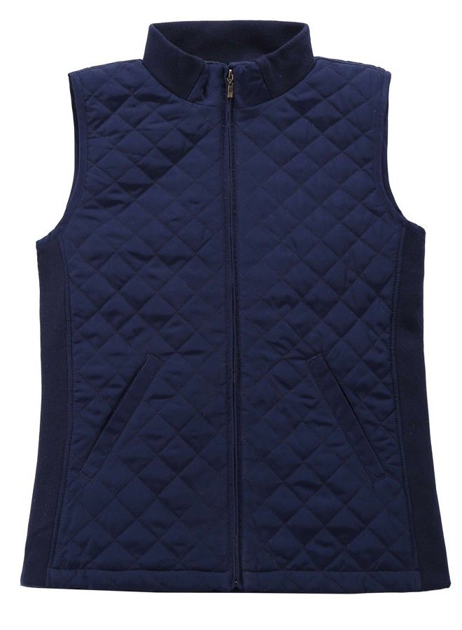Bienzoe Women Quilted Casual Vest: Lightweight Sleeveless Jacket Navy L - Image 1