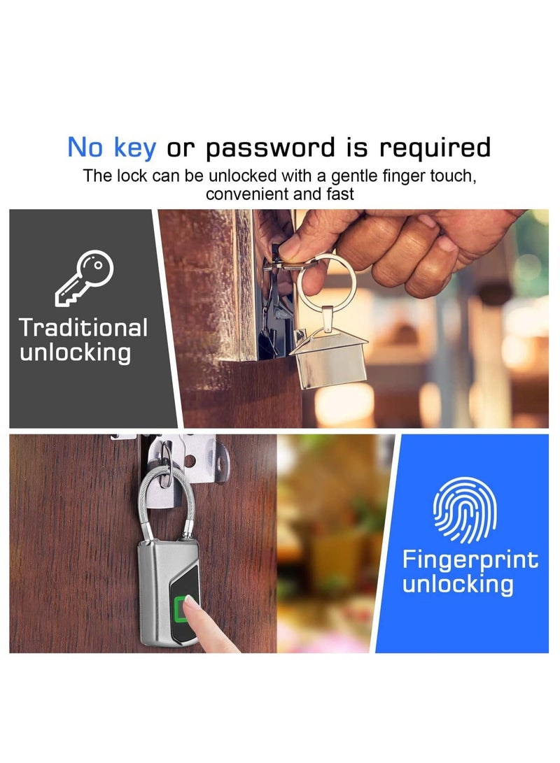 Fingerprint lock with Key Backup, Smart keyless Waterproof Fingerprint Padlock Ideal for Gym, Door, Luggage, Suitcase, Backpack, Bike, Office - Image 2