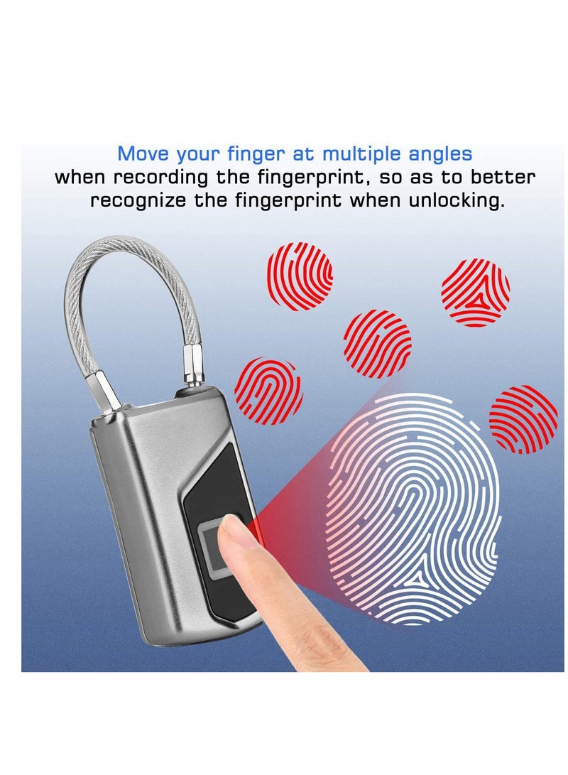 Fingerprint lock with Key Backup, Smart keyless Waterproof Fingerprint Padlock Ideal for Gym, Door, Luggage, Suitcase, Backpack, Bike, Office - Image 3