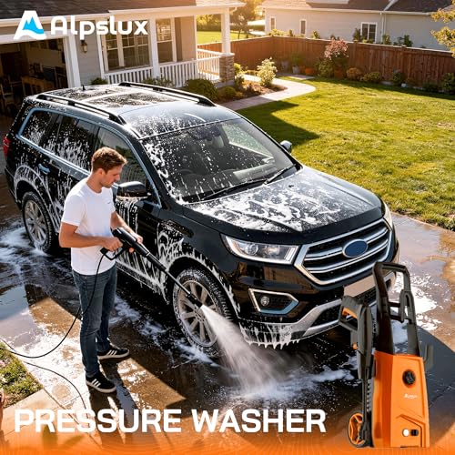 alpslux Electric Pressure Washer Power Washer Electric Powered Power Wash Power Washers with Adjustable Nozzle, Pressure Cleaning Machine with Foam Cannon for Cars, Fences, Driveways, Patios, Home Cleaning - Image 2