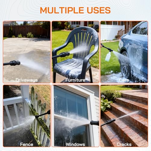 alpslux Electric Pressure Washer Power Washer Electric Powered Power Wash Power Washers with Adjustable Nozzle, Pressure Cleaning Machine with Foam Cannon for Cars, Fences, Driveways, Patios, Home Cleaning - Image 4